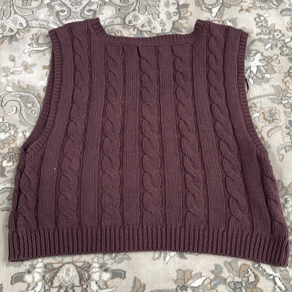 AEROPOSTALE Brown Cropped Sweater Vest Size Large - Picture 2 of 4